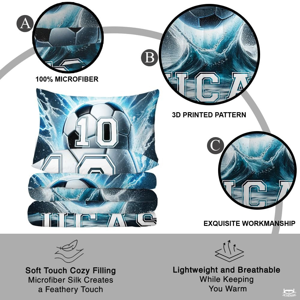 Custom Soccer Ball with Lightning Splash Comforter Set