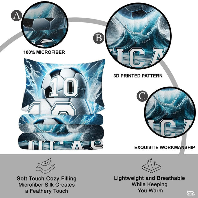 Custom Soccer Ball with Lightning Splash Comforter Set