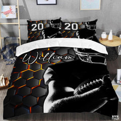 Custom Football Player Holding Ball Close Up Comforter