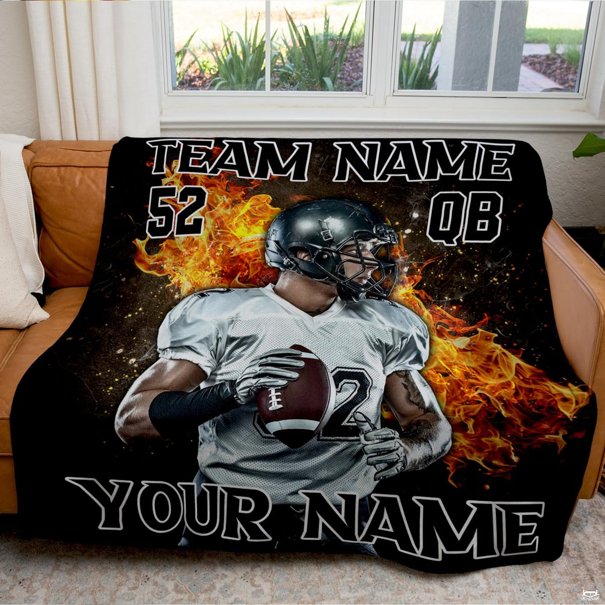 American football quarterback with football, view 7.