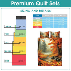 Folded corner view showing flame tangerine and pale sage landscape pattern on autumn bedding