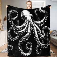 Lifestyle view showing giant kraken octopus design held open.