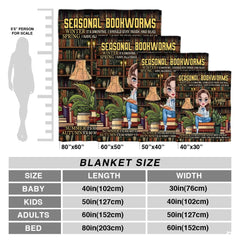Personalized Seasonal Bookworms Sophia Reading Girl Throw Blanket