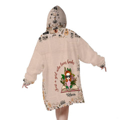 Bookworm girl reading floral throw blanket view 2 highlighting literary artwork and creative elements