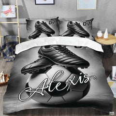 Custom Soccer Ball Cleats Personalized Comforter Set, Machine Washable