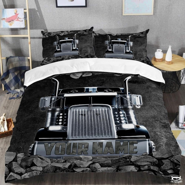 Custom Trucking Semi Truck Breaking Through Stone Wall Comforter design 2