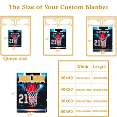Personalized Basketball Hoop with Net Close Up Blanket with Name and Number