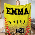 Fastpitch softball cheetah print yellow blanket displayed against white background