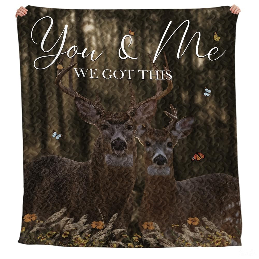 Personalized Wildlife Deer Couple in Forest Comforter