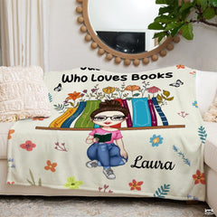 Personalized Girl Reading in Front of Book Bookshelf Throw - Design 8