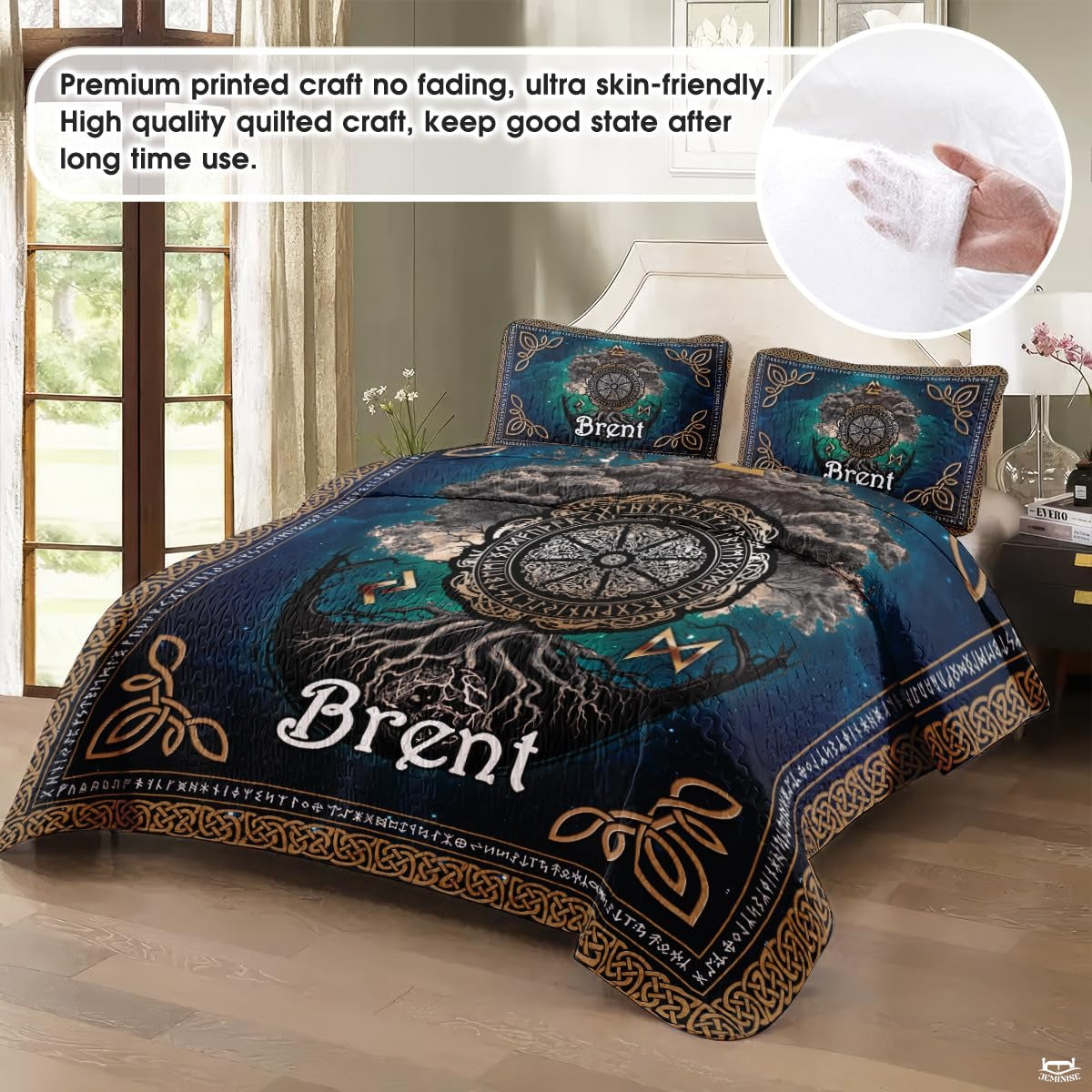Personalized Viking Celtic Tree of Life Quilt Quilt Set - Viking Style