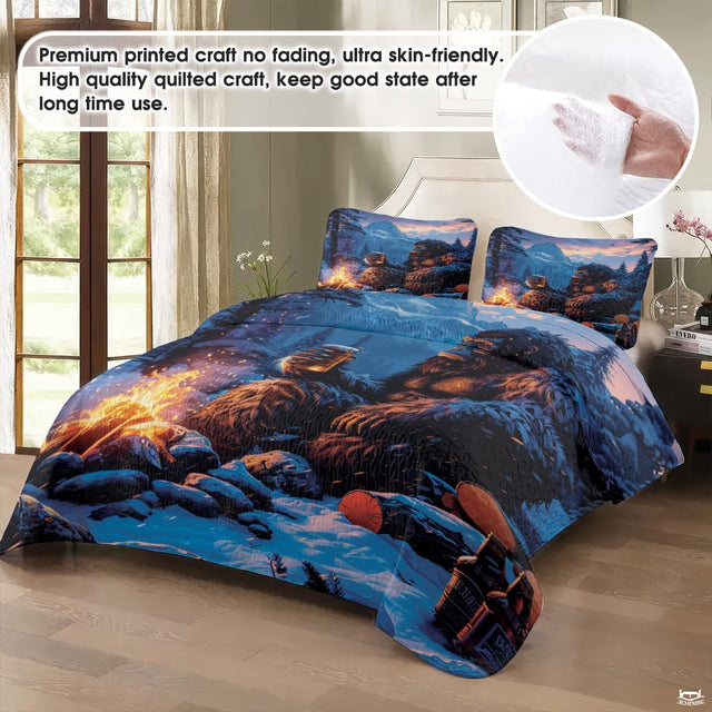 Personalized Bigfoot by Campfire Bedding Quilt Sets
