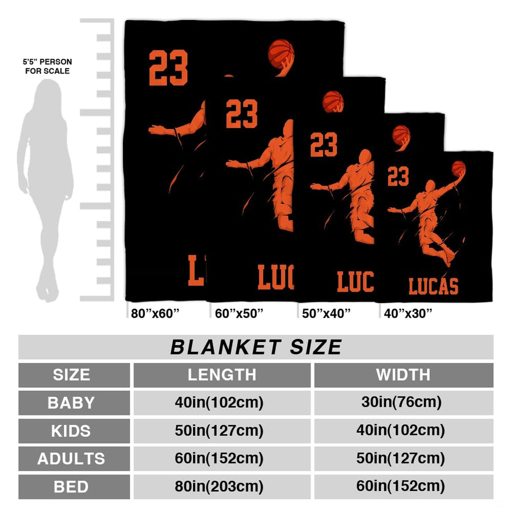 Vibrant orange athletic graphics and basketball player visual motif on contemporary bedding set.
