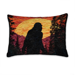 Matching pillowcase detail for woodland bedding set featuring coordinating crimson sunset Bigfoot artwork