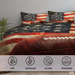 Custom American Football on Usa Flag Background Comforter