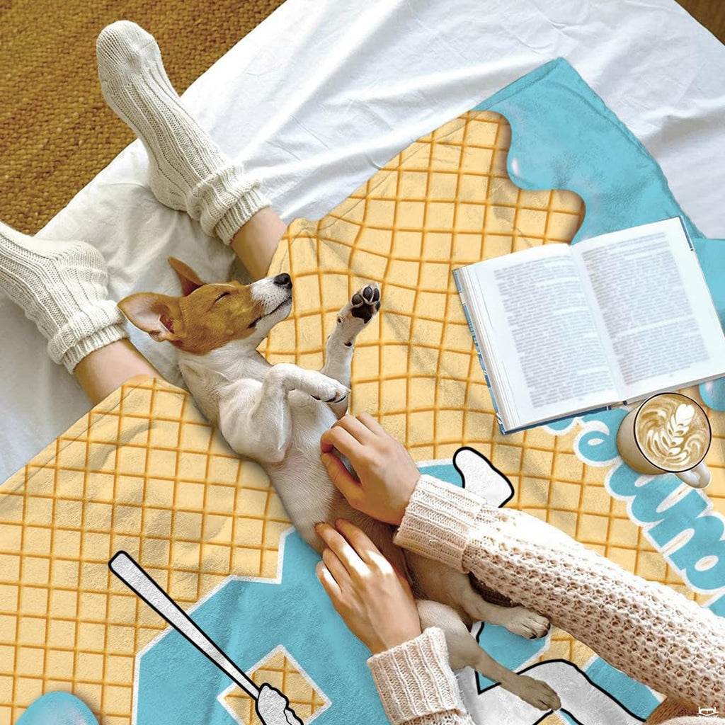 Size comparison diagram outlining proportions for the memorial blanket collection.