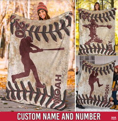Custom Name Catcher Batter Baseball Baseball Throw, Baseball Blanket Gift Baseball Bedding Gift for Adult, Christmas New Years Gift for Baseball Player, Pitcher Gift (Baseball Design 21)
