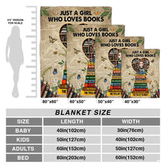 Personalized Reading Girl on Heart Bookshelf Throw Blanket - Book
