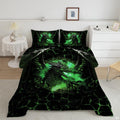 Virella Green Lava Dragon Comforter Set - Dragon Bedding Set, Soft Lightweight, Queen Size, Bedroom Decor