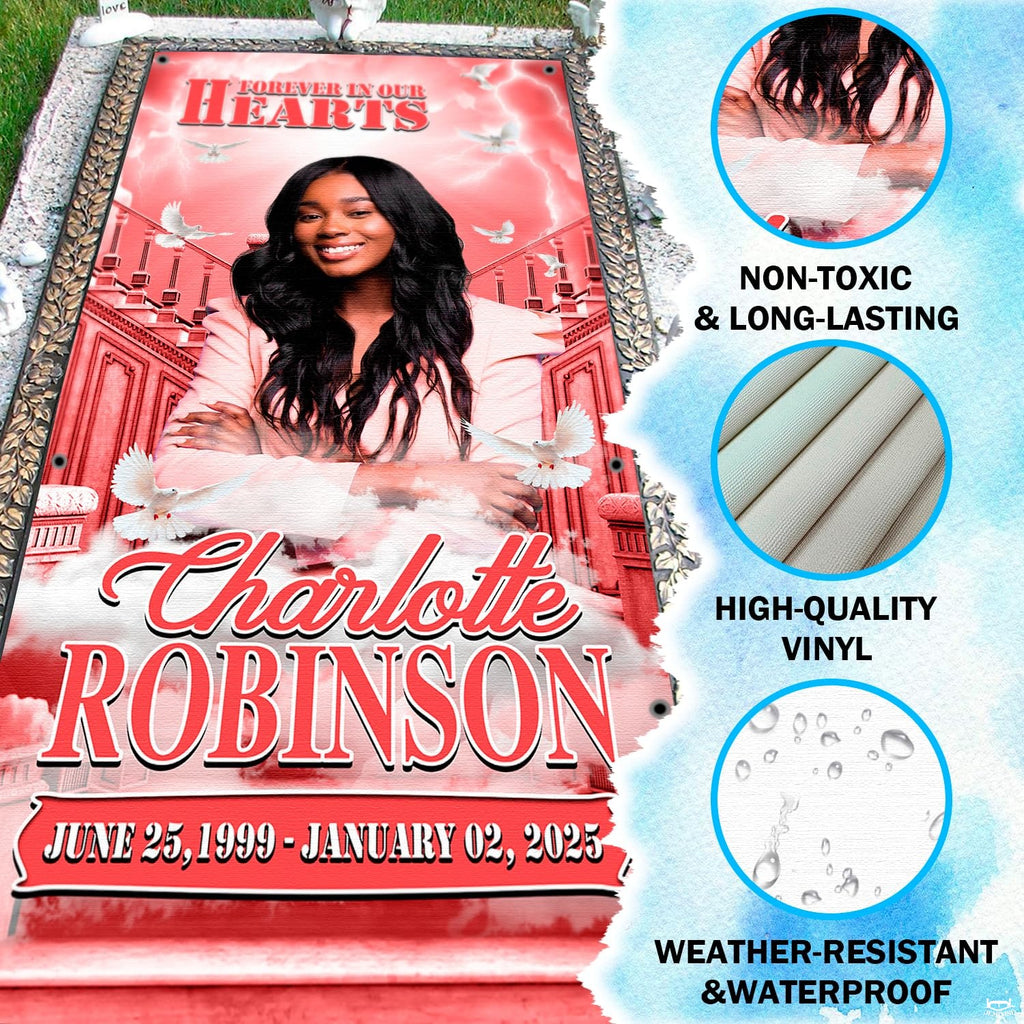 Product diagram illustrating heavy-duty vinyl outdoor durability and weather-resistant surface