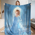 Ice princess winter palace snowflakes blanket with crystalline pillars