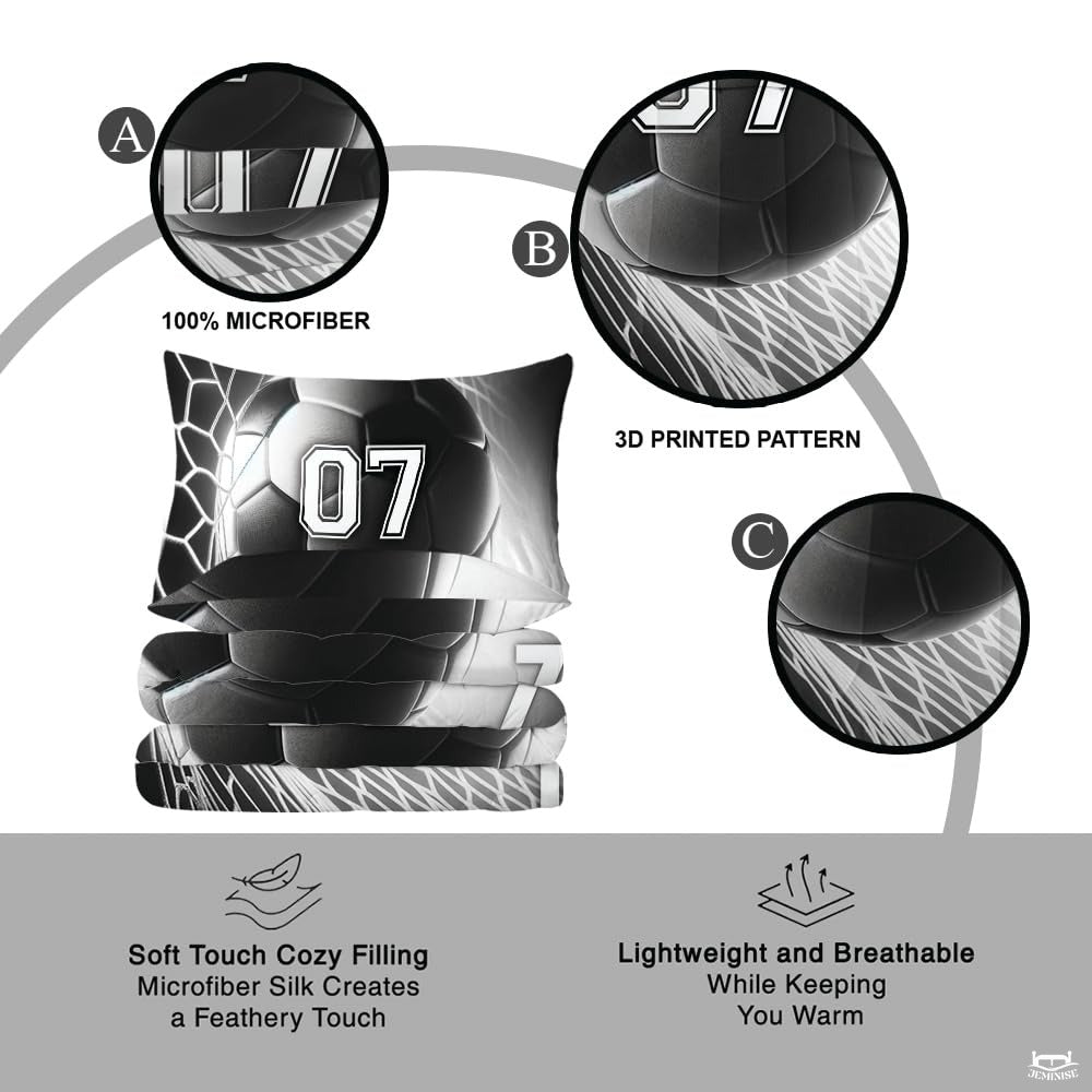 Custom Soccer Net with Number 07 Comforter Set, Machine Washable