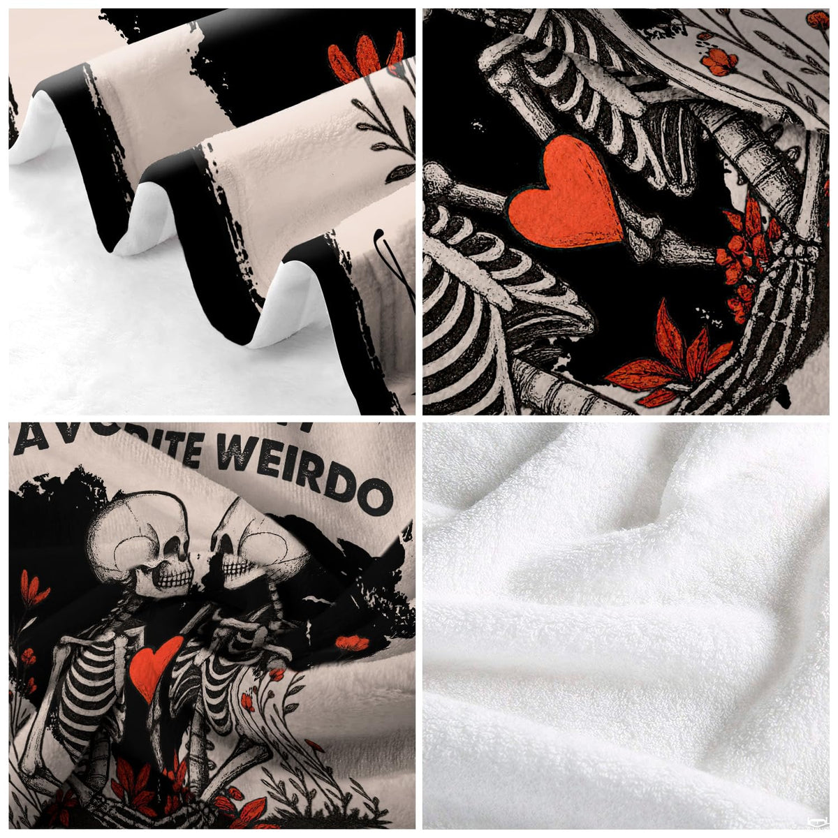 Distressed heart silhouette and botanical foliage illustration on gothic romantic bedding.