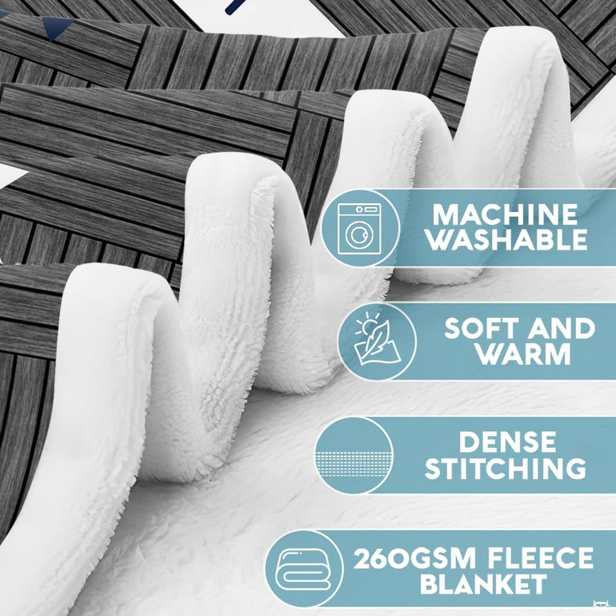 Nautical anchor rustic wood throw blanket view 6 highlighting navy anchor, rope trim, and wood textures