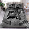 Custom Trucking Semi Truck on Metallic Mesh Background Comforter