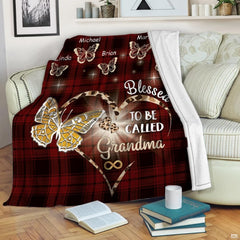 Crimson plaid butterfly textile draped across living room armchair