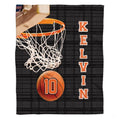 Personalized Basketball Ball Below Net Blanket with Name and Number