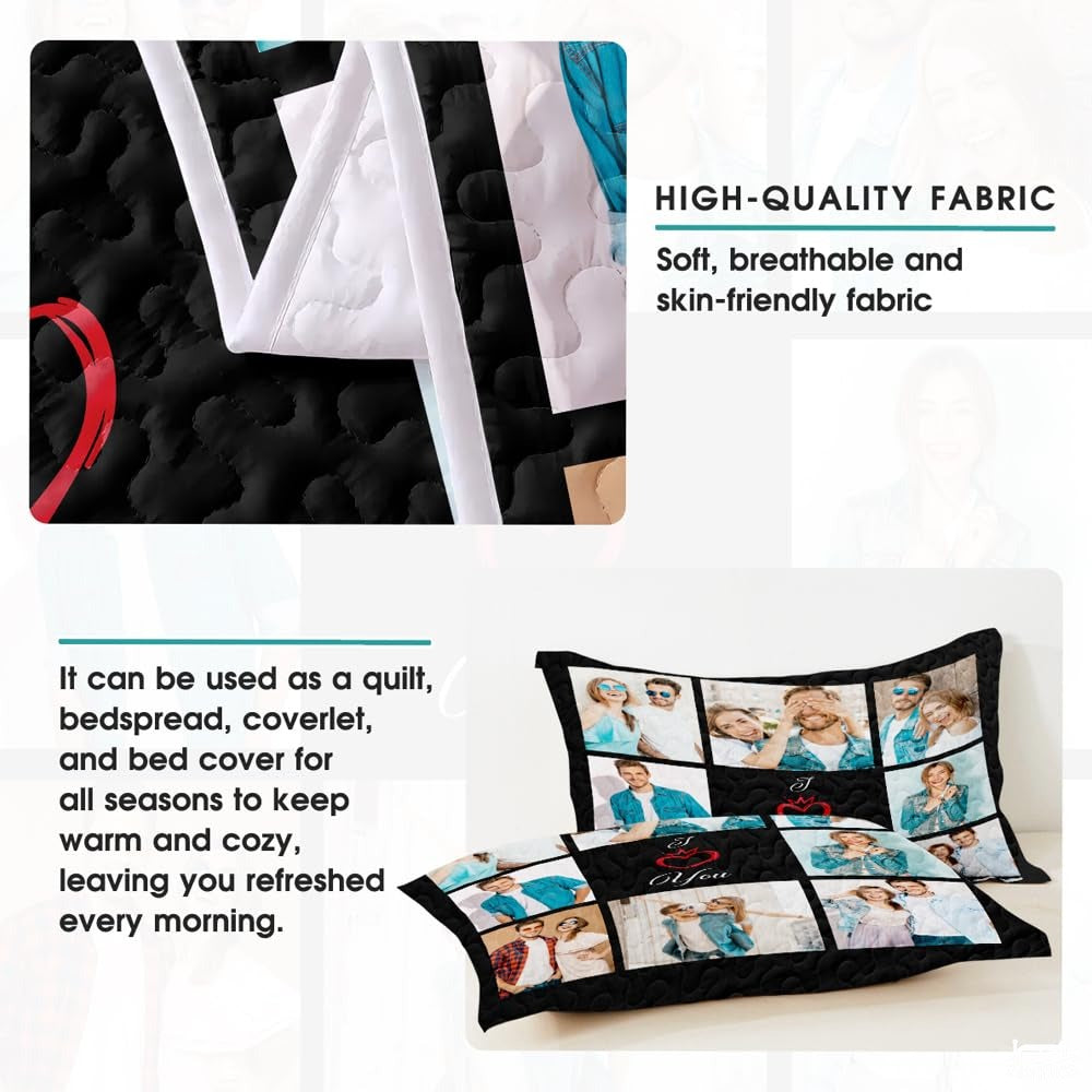 Personalized Love and Relationships Quilt with Photo and Heart