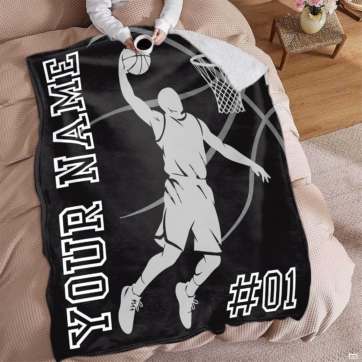 Basketball slam dunk silhouette with hoop and varsity athletic lettering, view 7.