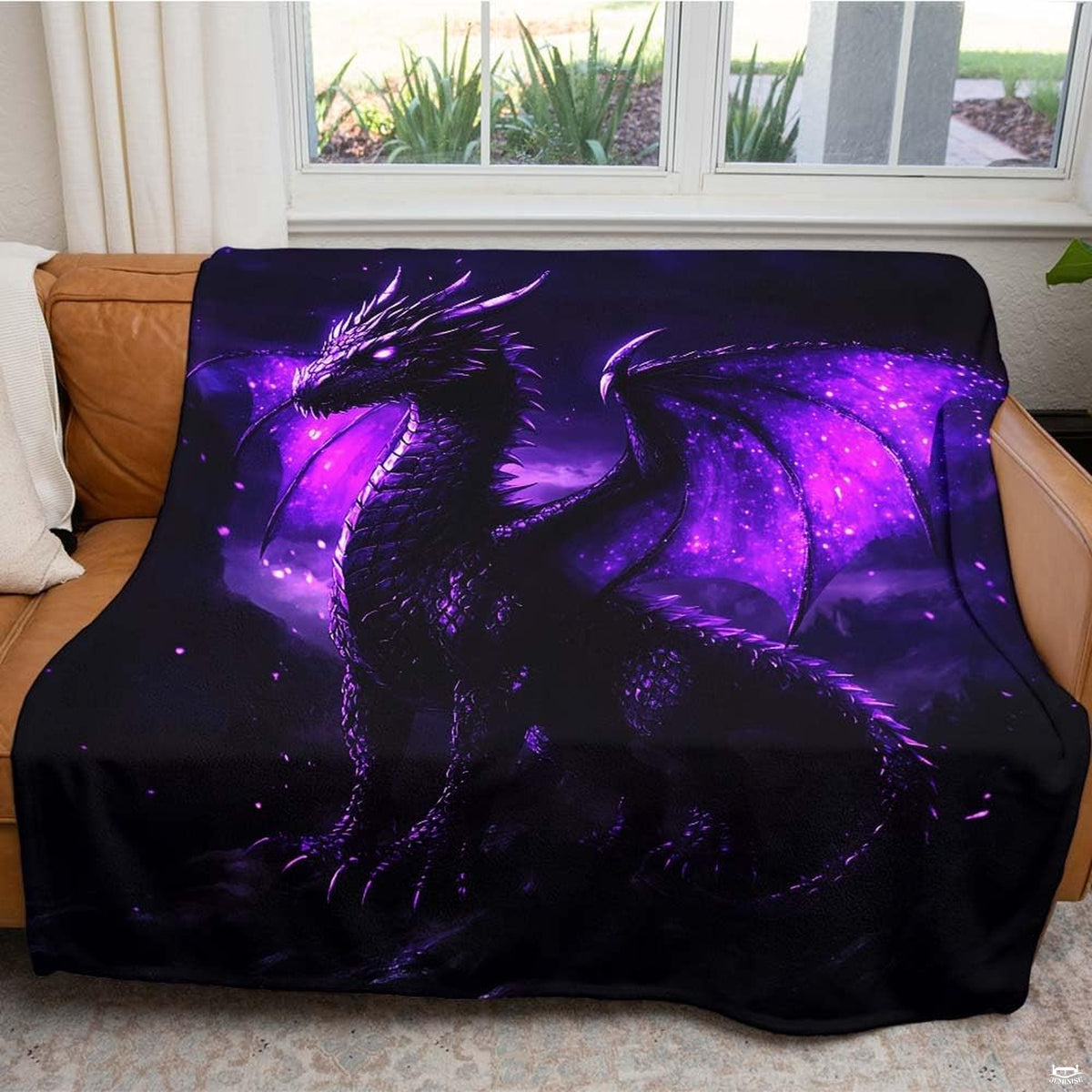 Measurement sizing chart for the purple galaxy dragon throw blanket presenting available dimension choices.