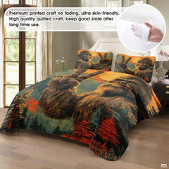 Personalized Bigfoot Peace Sign Sunset Quilt Sets, Machine Washable