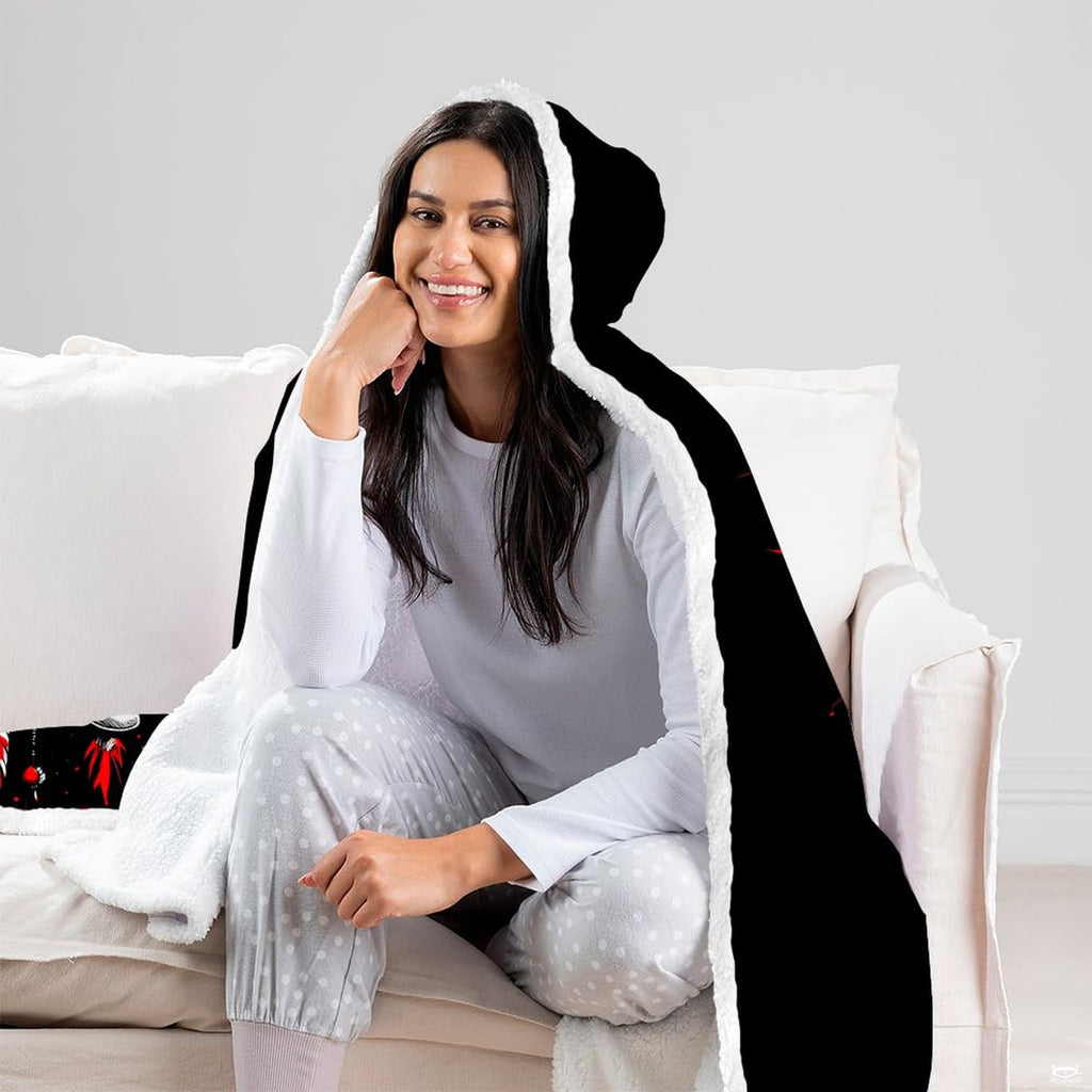 Skull headdress graphic blanket corner detail view