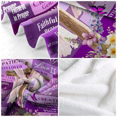 Custom Purple Floral Cross with Butterflies Blanket, Machi - Design 14