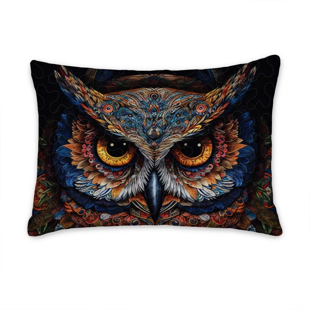 Matching pillowcase detail for wildlife bedding set showing coordinating moonlit owl plumage print