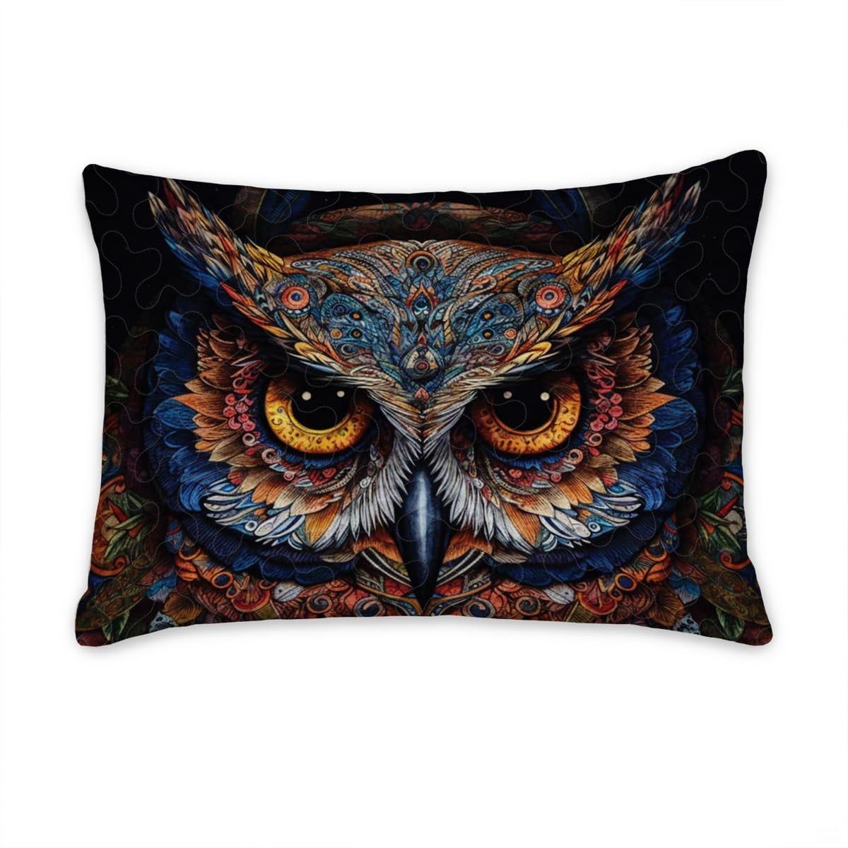 Matching pillowcase detail for wildlife bedding set showing coordinating moonlit owl plumage print