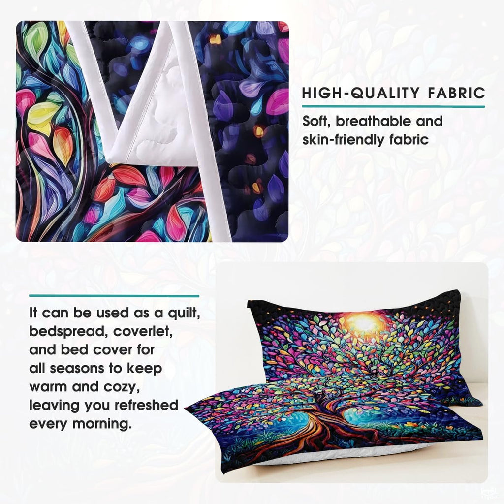 Personalized Colorful Tree of Life Quilts, Yggdrasil Quilt King