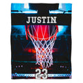 Personalized Basketball Hoop with Net Close Up Blanket with Name and Number