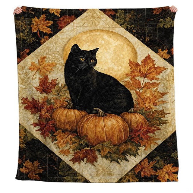 Top-down angle perspective of autumn leaf bedding set highlighting golden wheat maple leaves and espresso borders.