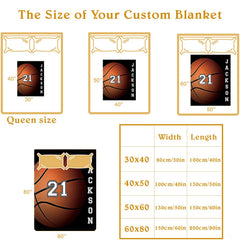 Personalized Basketball Close Up with Number Blanket with Name and Number