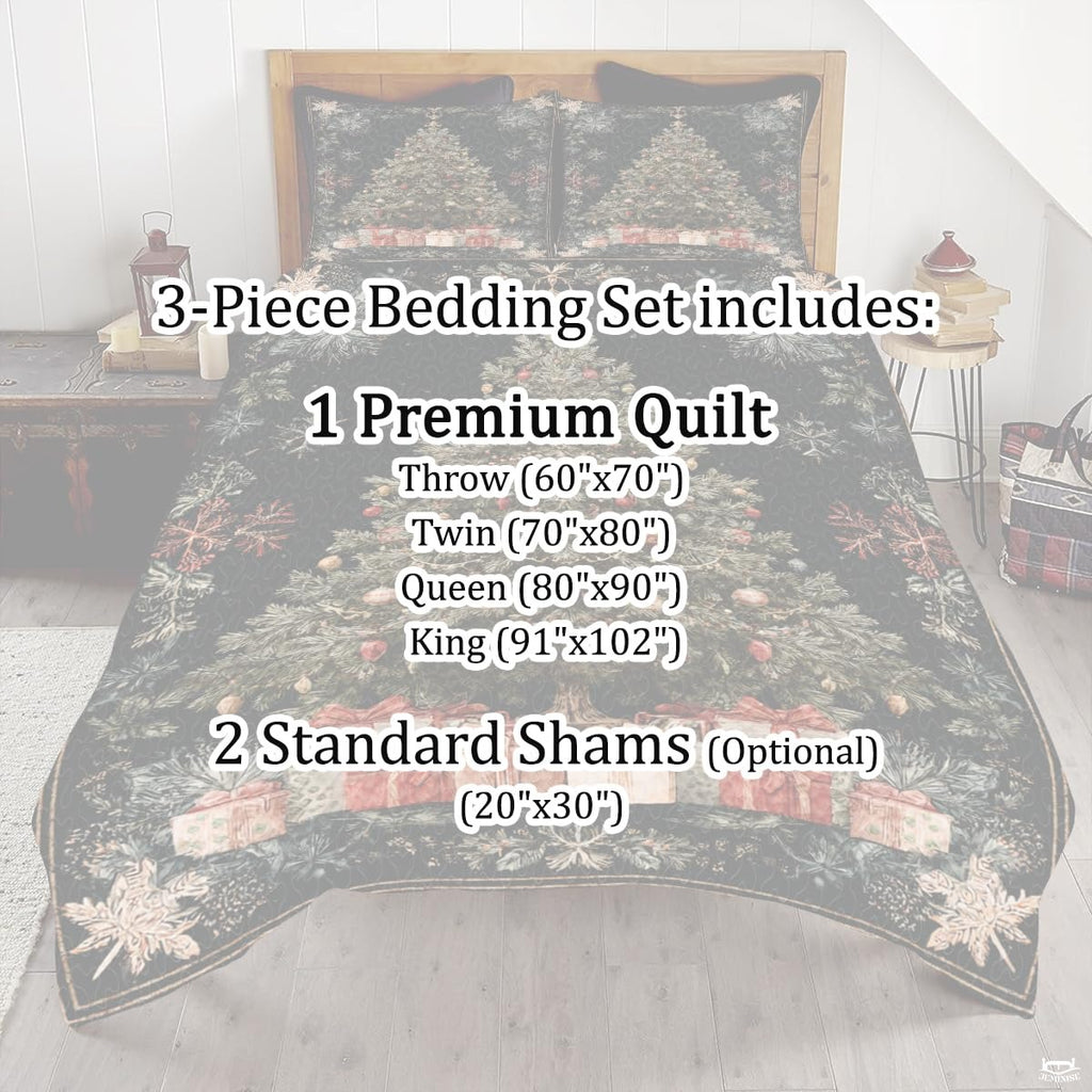 Christmas Bedding Quilt – Soft Microfiber Holiday Bedspread, Lightweight Winter Bedding, Cozy Xmas Quilts for Couch, Bedroom & Seasonal Home Decorations (Christmas Quilt-DS06)