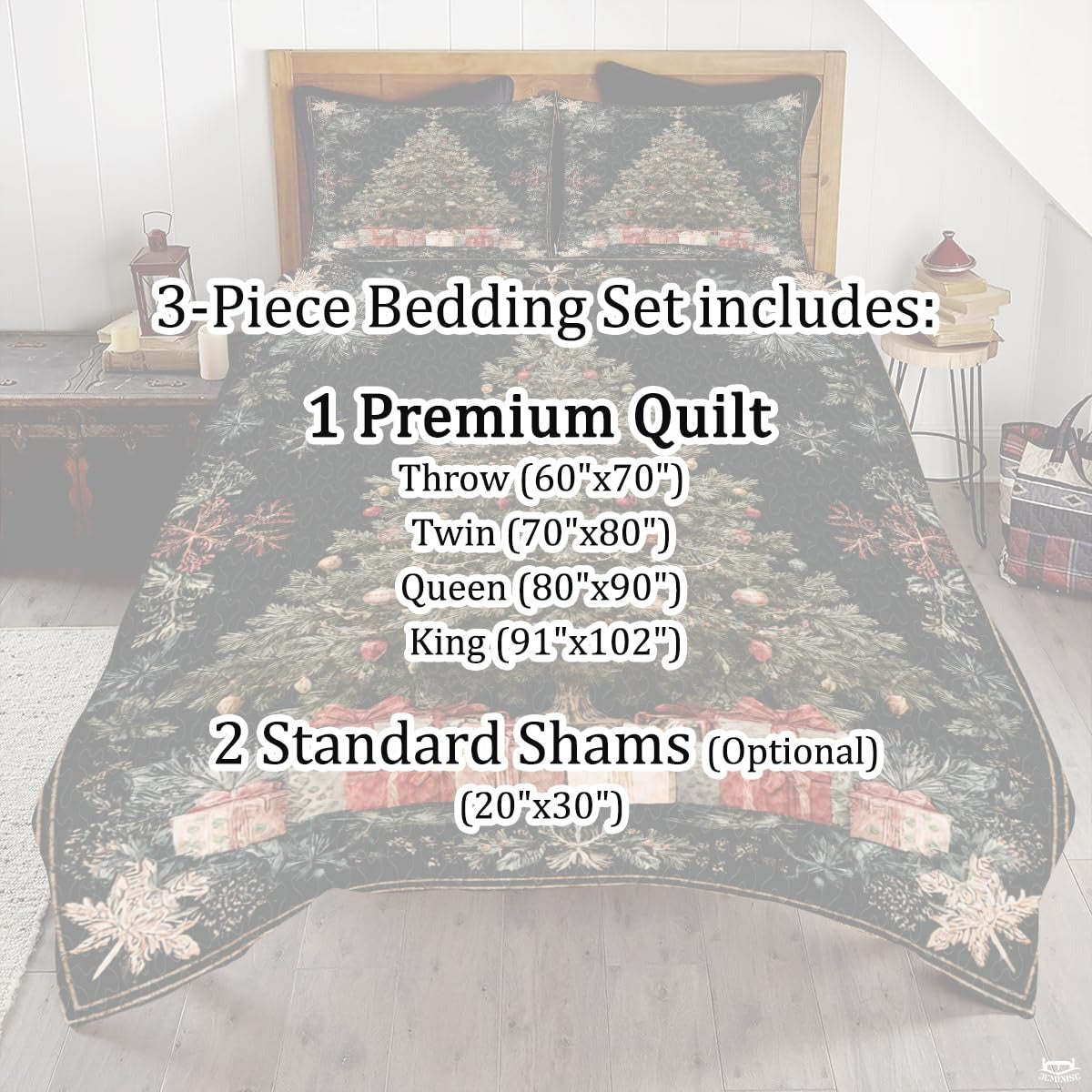 Christmas Bedding Quilt – Soft Microfiber Holiday Bedspread, Lightweight Winter Bedding, Cozy Xmas Quilts for Couch, Bedroom & Seasonal Home Decorations (Christmas Quilt-DS06)
