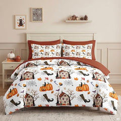 Pamnest Twin Halloween Comforter Set with Sheets, 5 Pieces Mystic Bedding