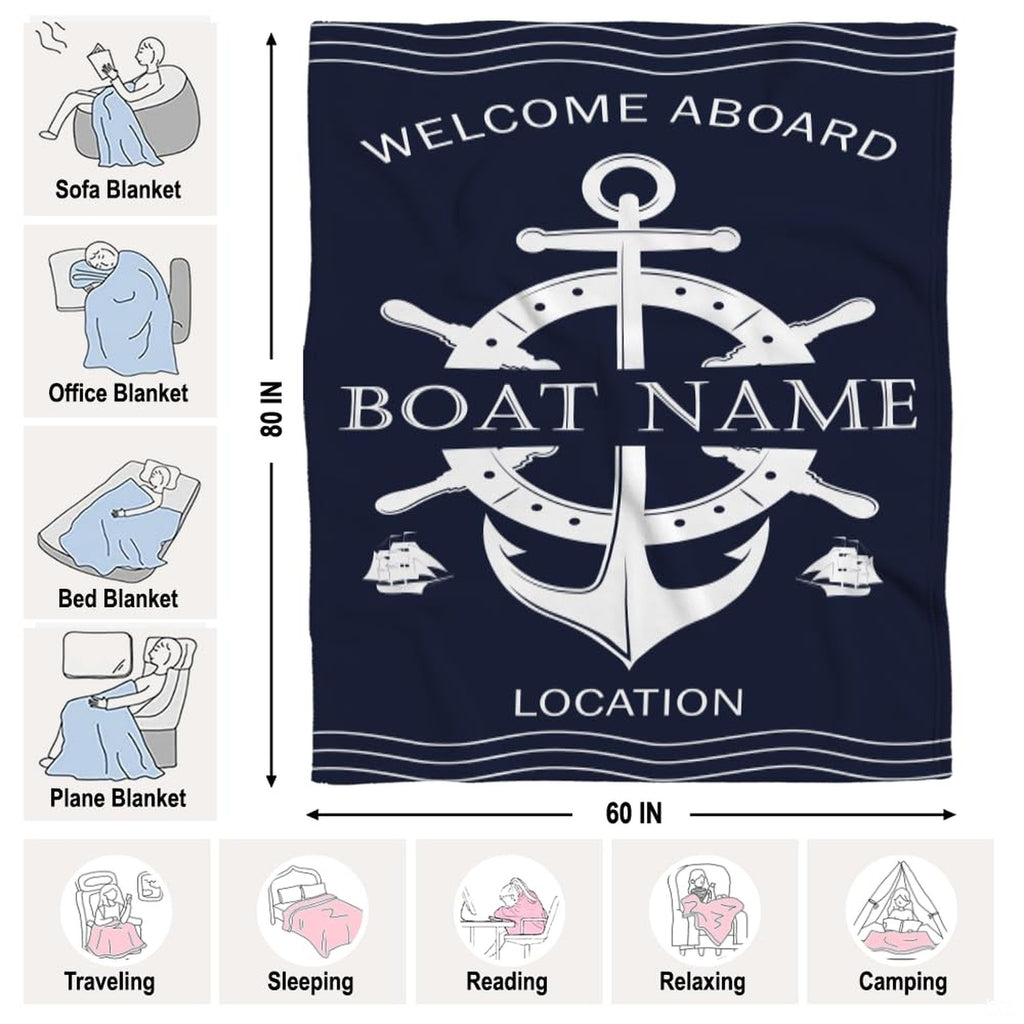 Nautical ship wheel and anchor maritime illustration on deep navy, view 7.
