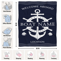 Nautical ship wheel and anchor maritime illustration on deep navy, view 7.