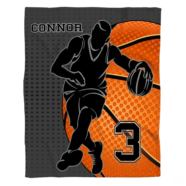 Personalized Basketball Player Silhouette Blanket with Name and Number