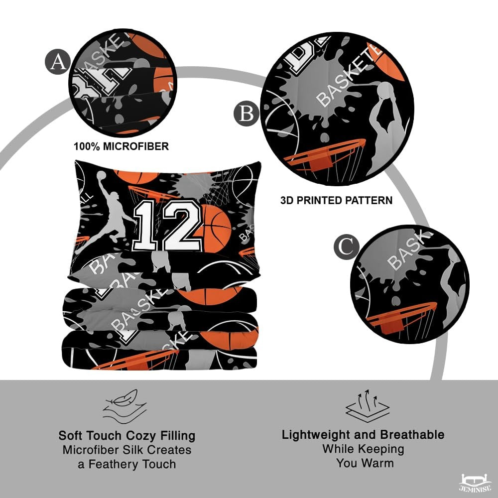 Personalized Basketball Players and Hoops Comforter with Name and Number